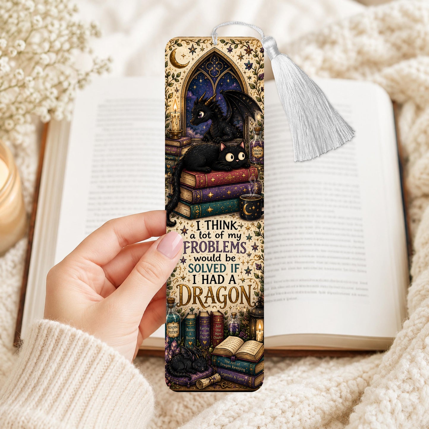 Dragon And Cat Aluminum Bookmark