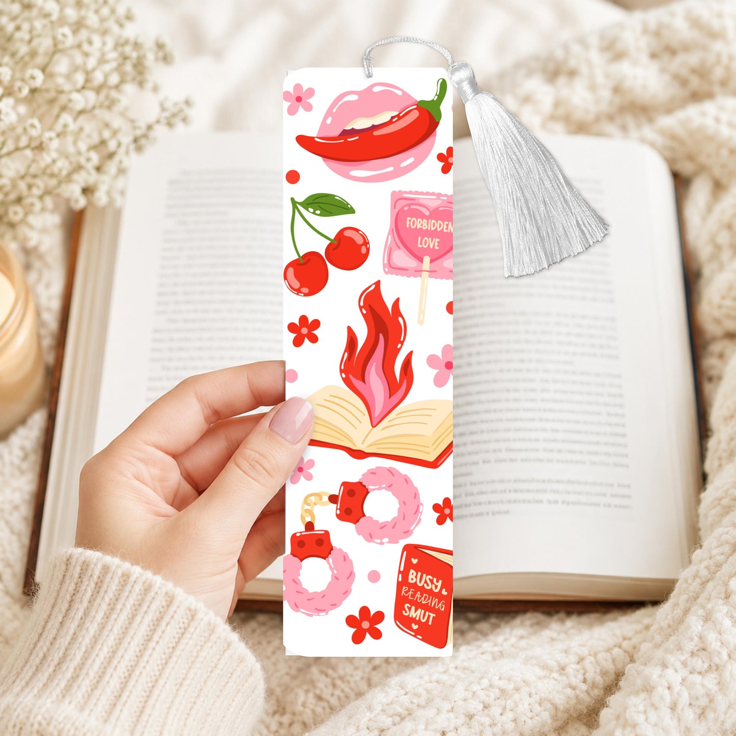 Red And Pink Smut Aluminum Bookmark