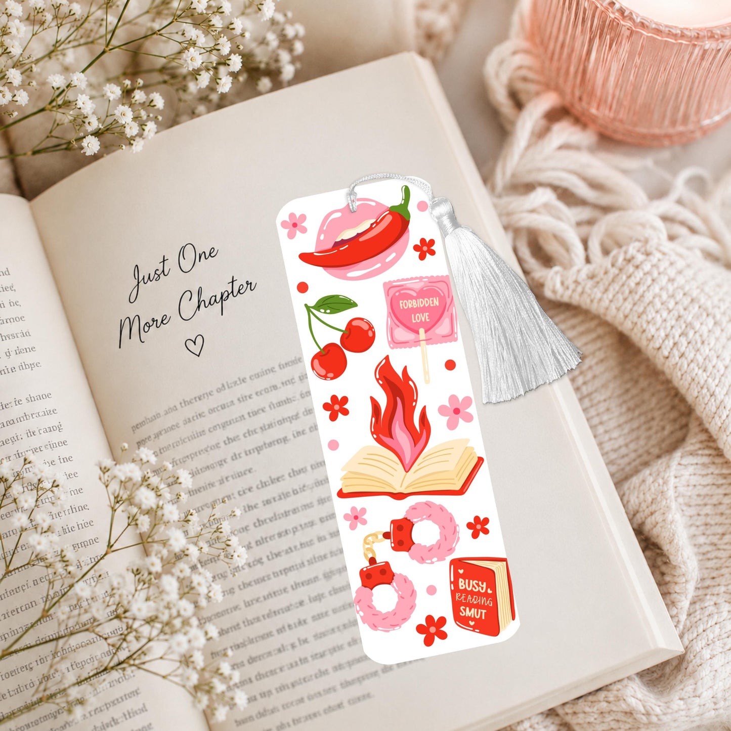 Red And Pink Smut Aluminum Bookmark