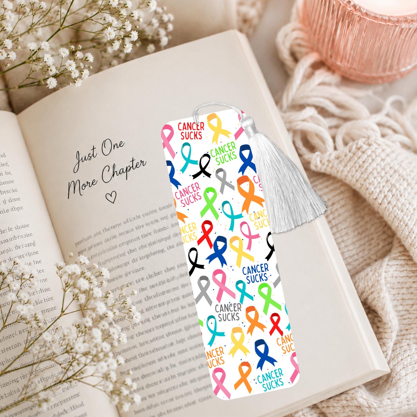 Cancer Sucks Rainbow Ribbons Aluminum Bookmark