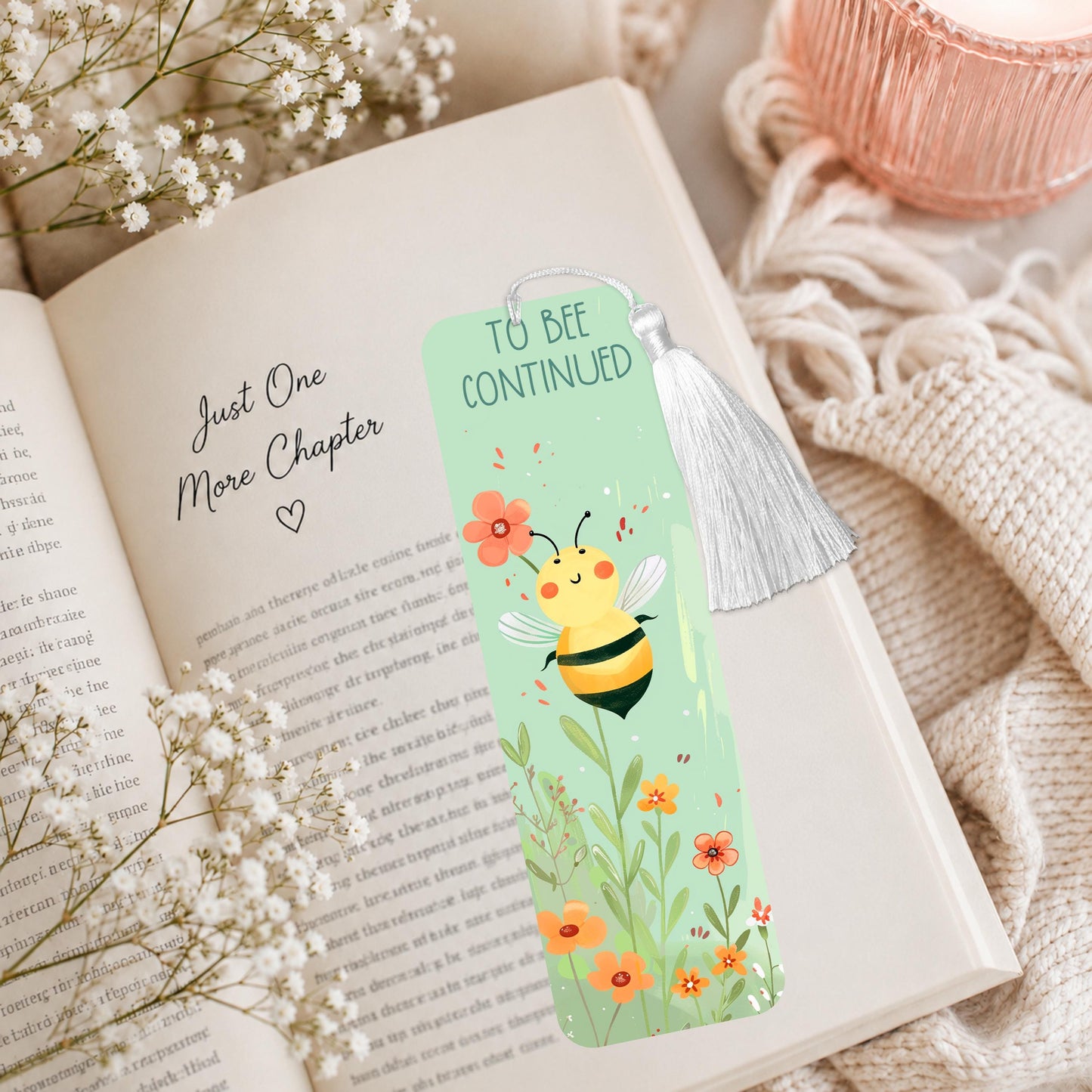 To Bee Continued Yellow Bee And Flowers Aluminum Bookmark