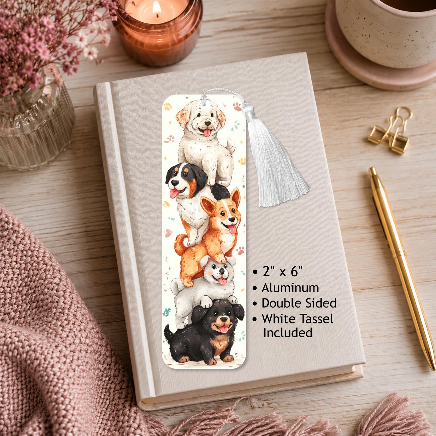 Stack Of Cute Dogs Aluminum Bookmark