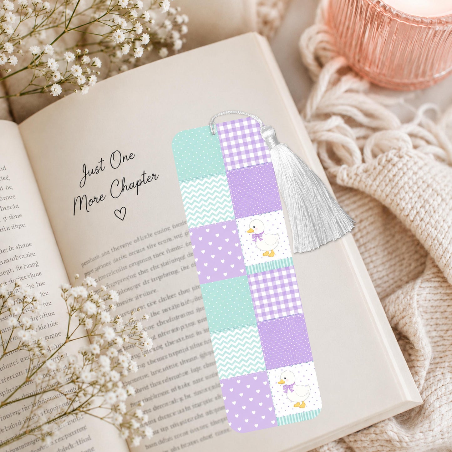 Purple And Teal Goose Checkered Aluminum Bookmark