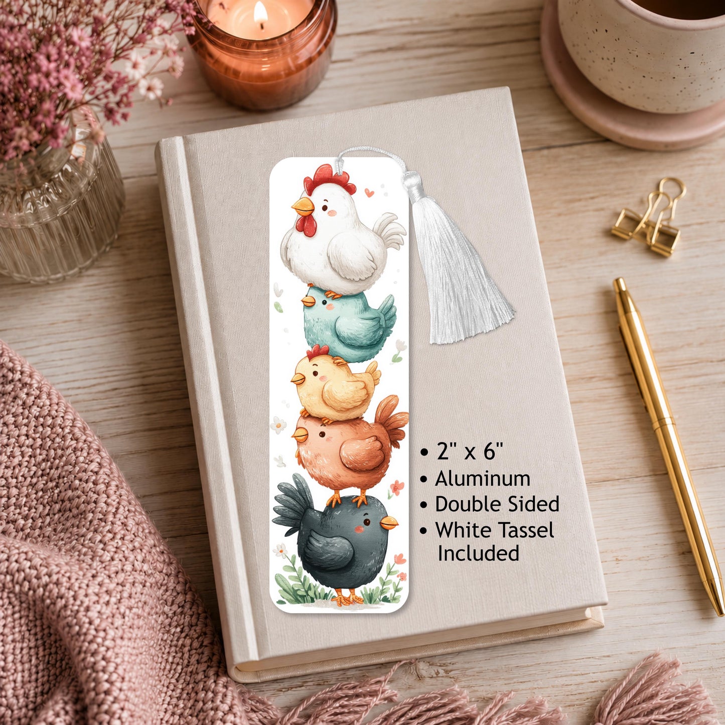 Stack Of Chickens Aluminum Bookmark