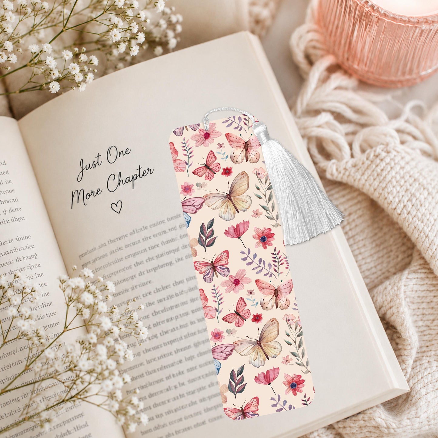Pink And Cream Butterflies Aluminum Bookmark