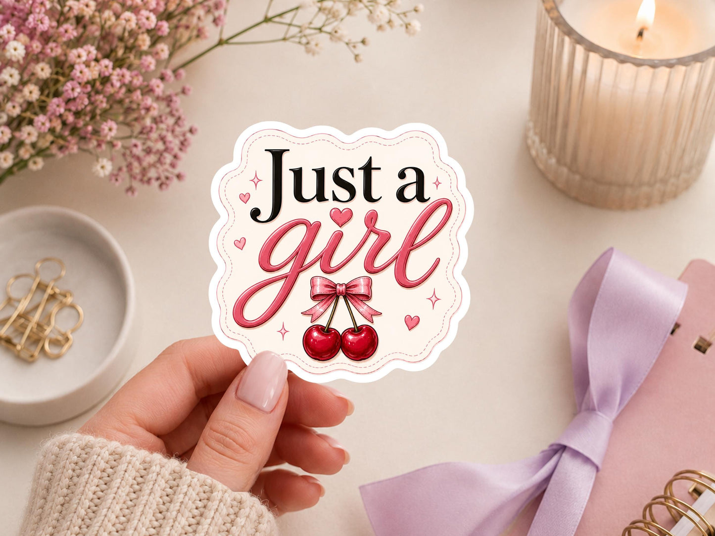 Cherry Just A Girl Sticker