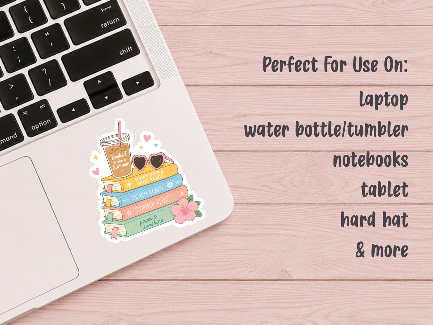 Booked For Summer Iced Coffee & Book Stack Sticker