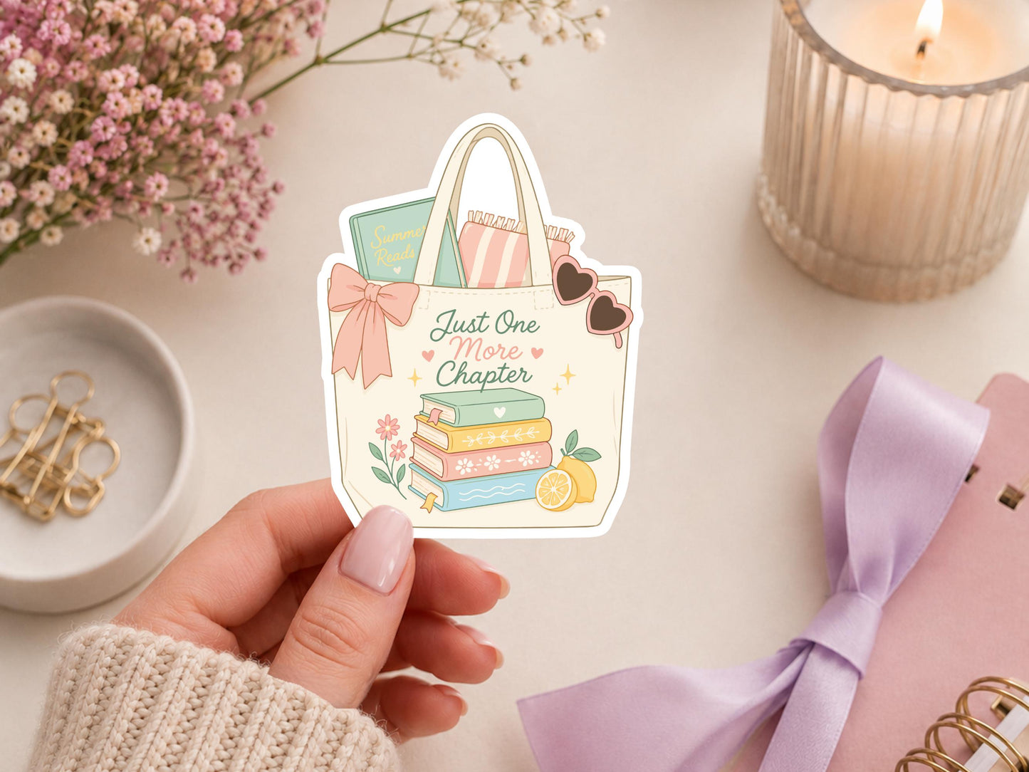 Just One More Chapter Summer Bag Sticker