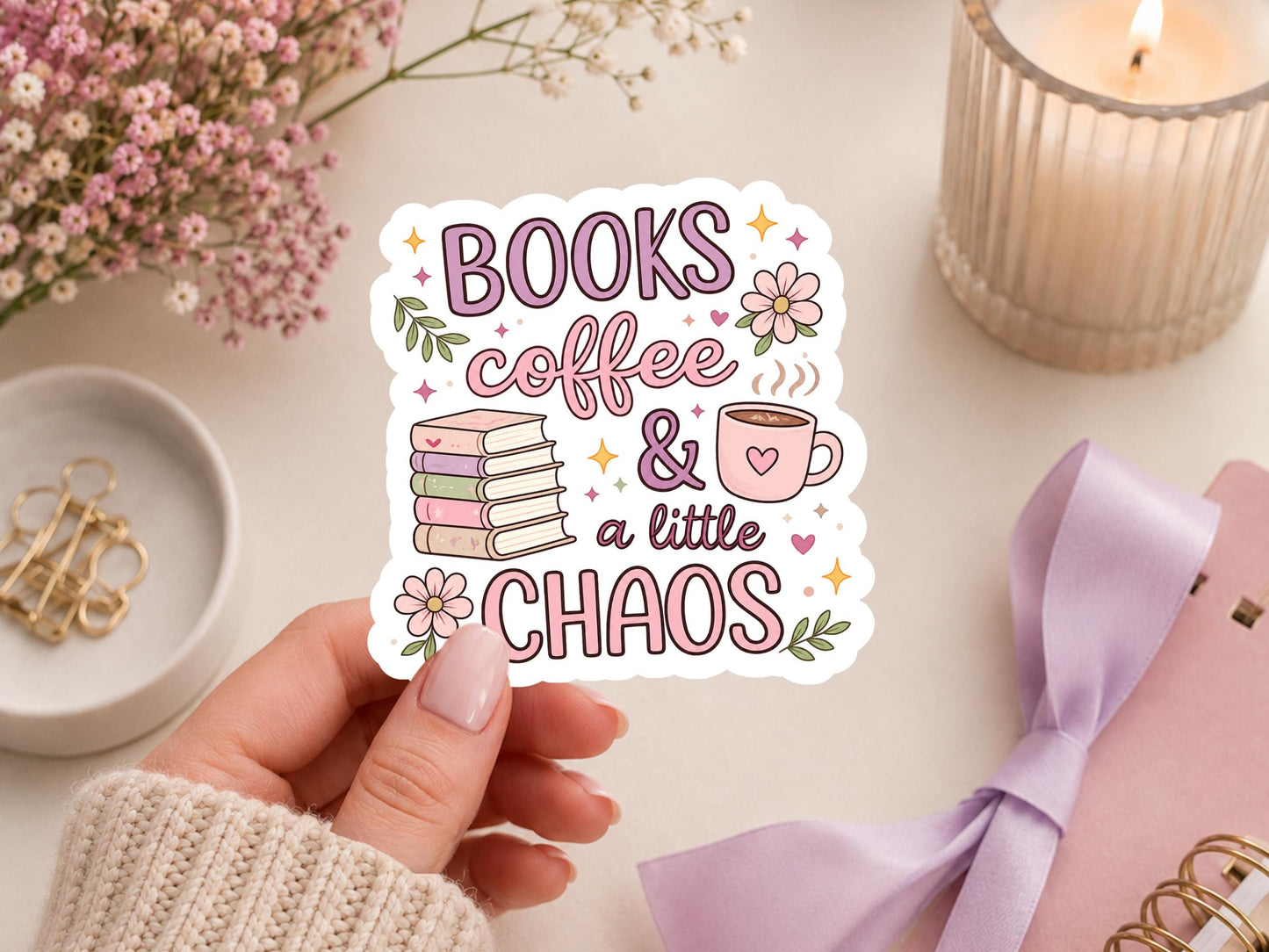 Books Coffee & A Little Chaos Sticker