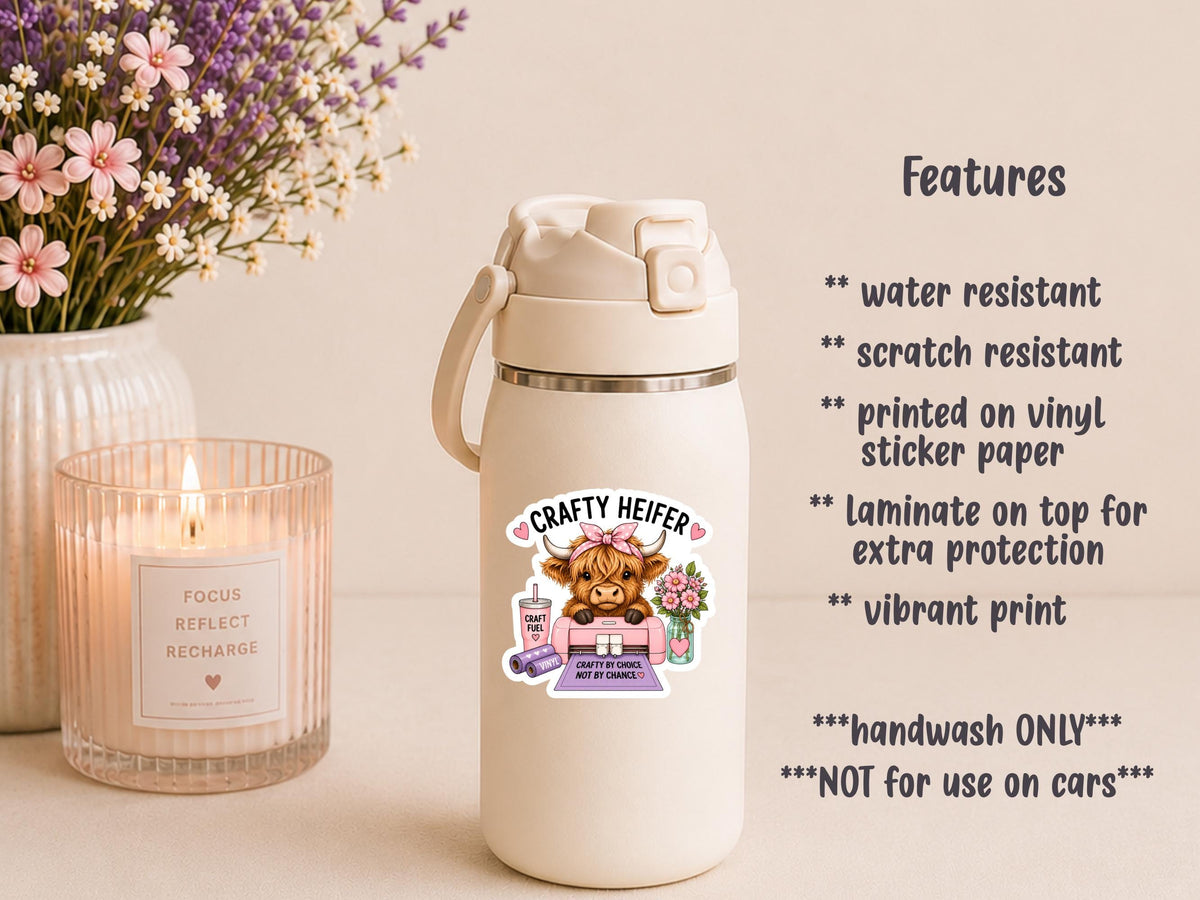 Crafty Heifer Highland Cow Sticker