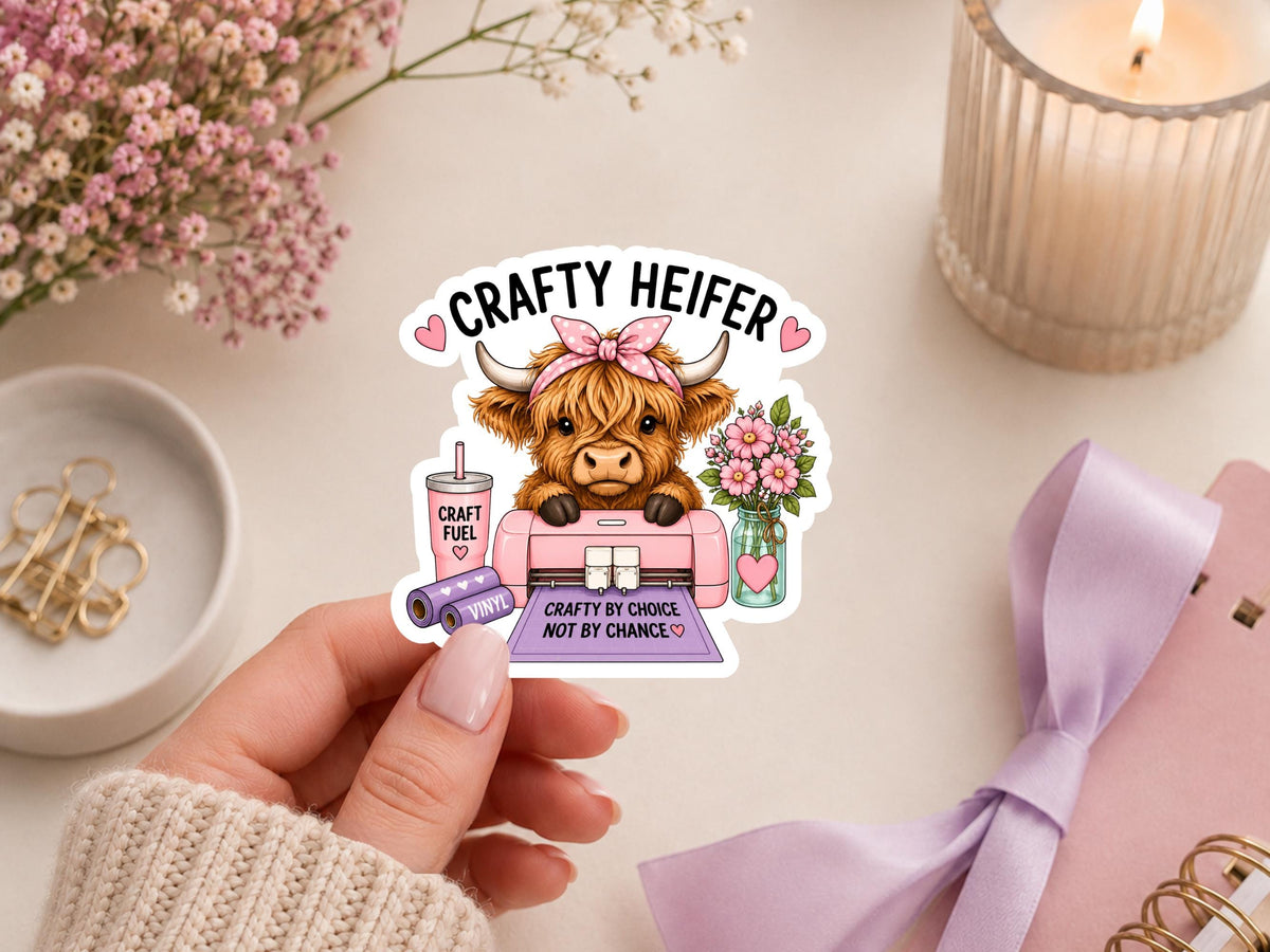 Crafty Heifer Highland Cow Sticker