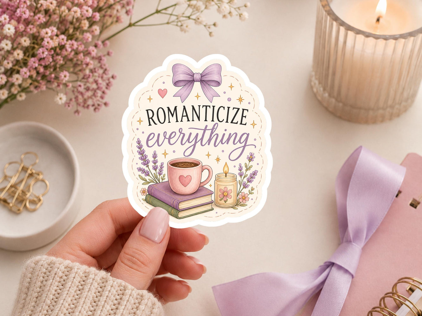 Romanticize Everything Bookish Sticker