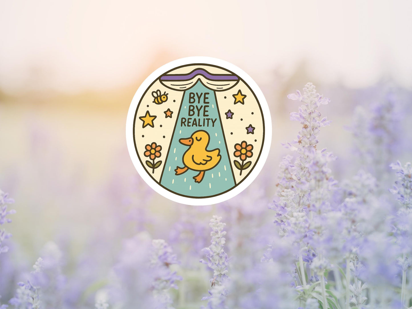 Bye Bye Reality Duck And Open Book Sticker