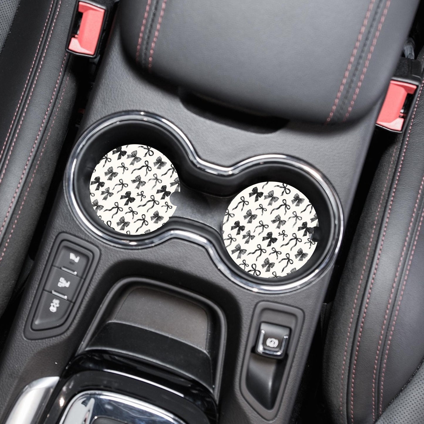 Black Bow Neoprene Car Coaster