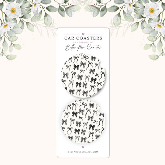 Black Bow Neoprene Car Coaster