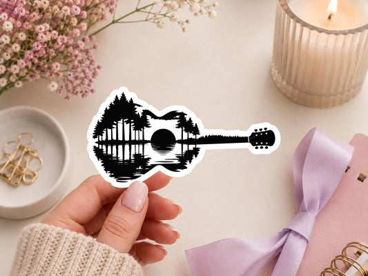 Guitar Sunset Silhouette Sticker