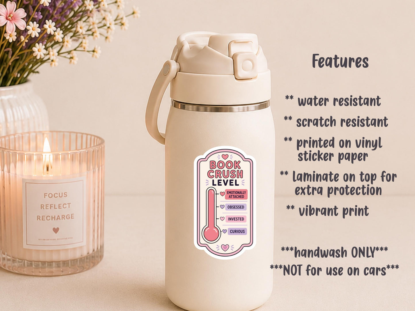 Book Crush Level Thermometer Sticker
