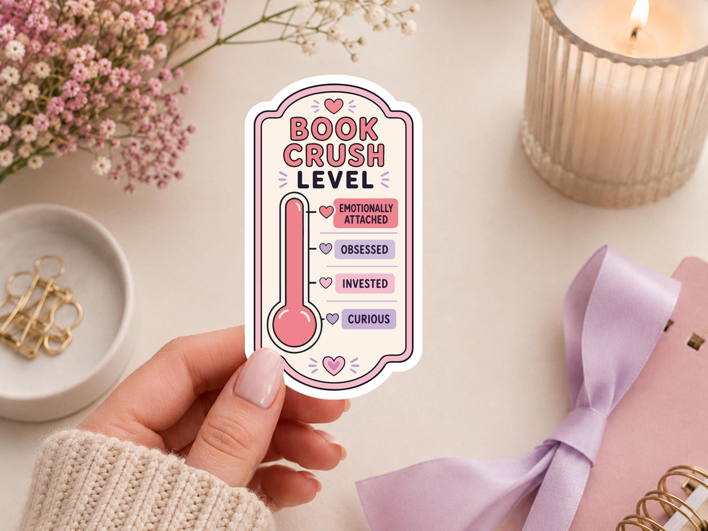Book Crush Level Thermometer Sticker