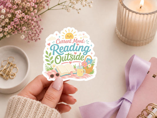 Current Mood Reading Outside Summer Sticker
