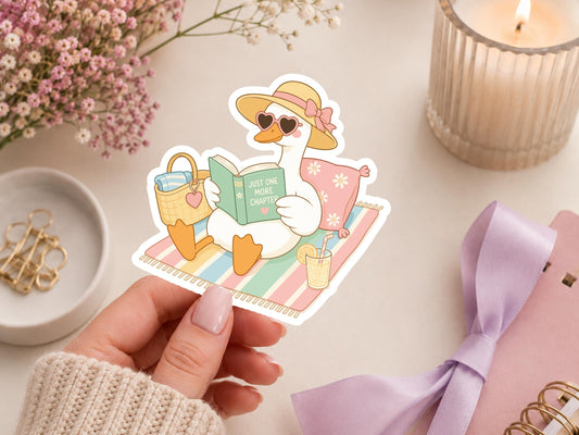 Just One More Chapter Summer Goose Reading Sticker