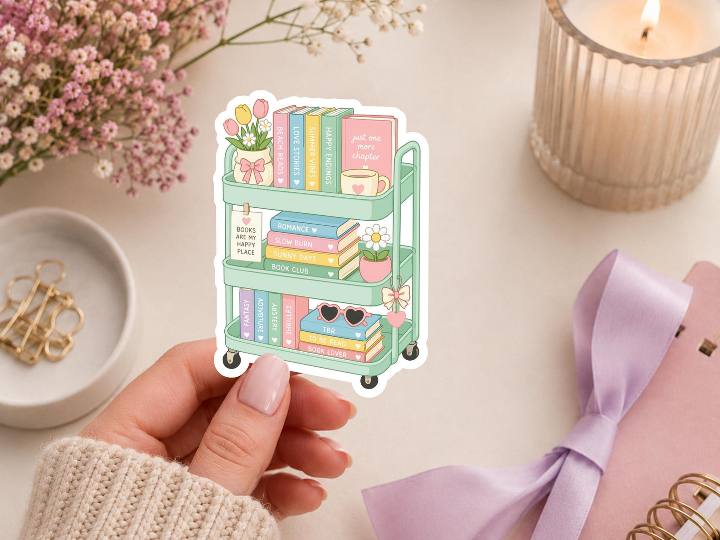 Summer Book Cart Sticker