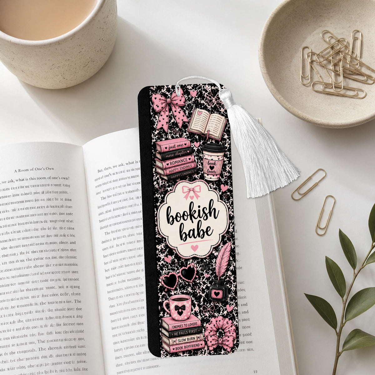 Bookish Babe Composition Aluminum Bookmark