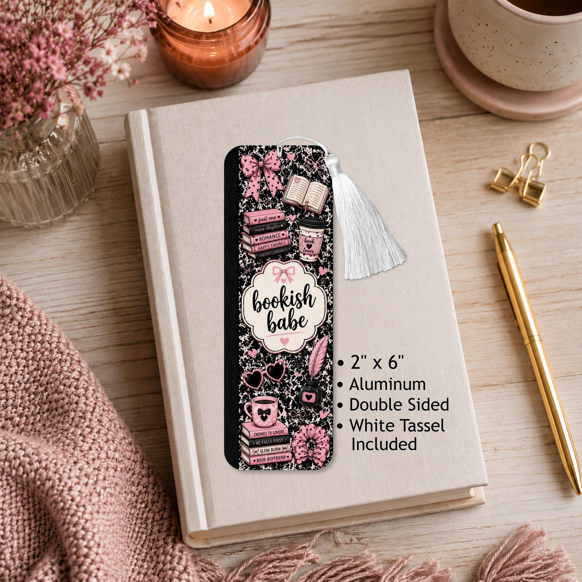 Bookish Babe Composition Aluminum Bookmark