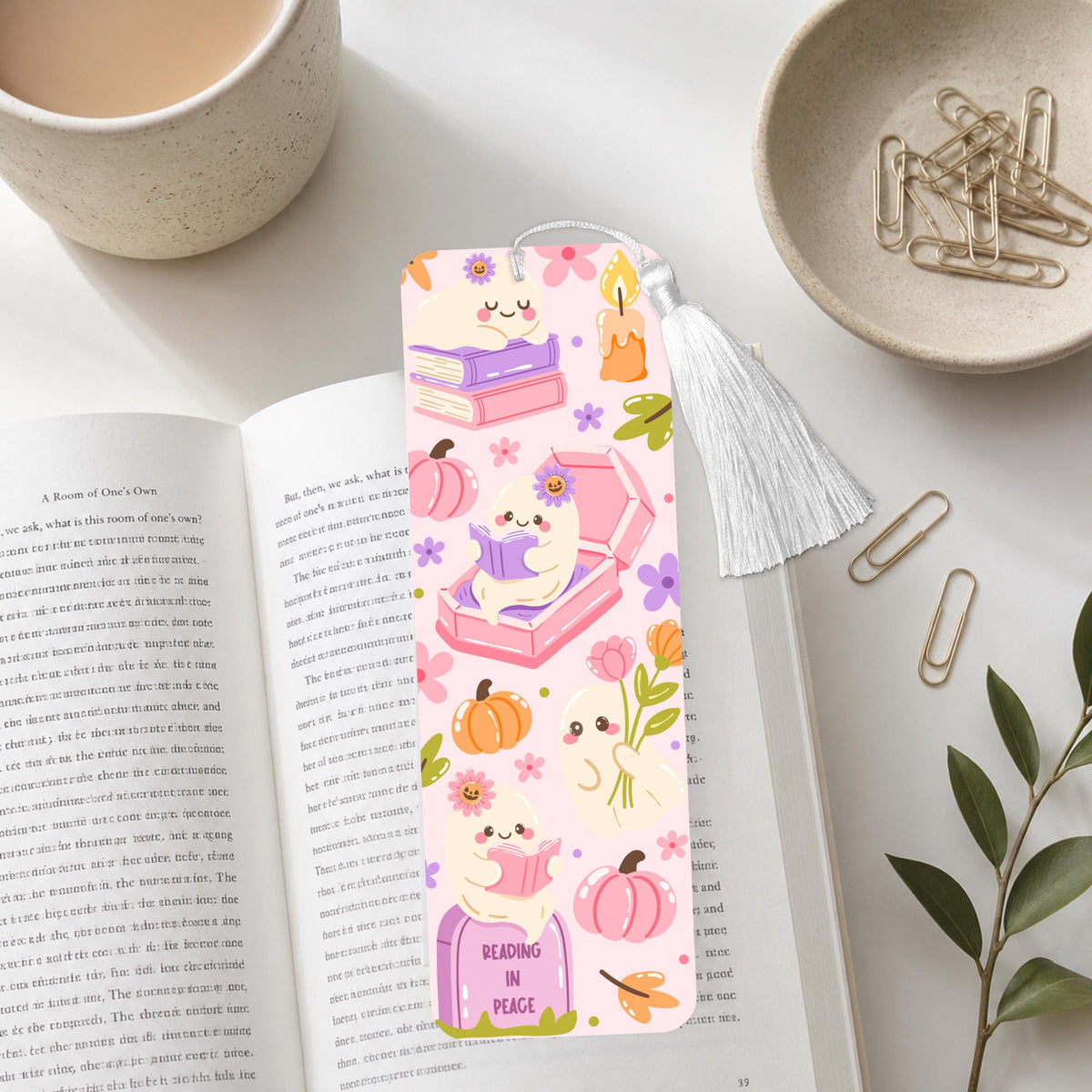 Pink Ghose Reading In Peace Aluminum Bookmark