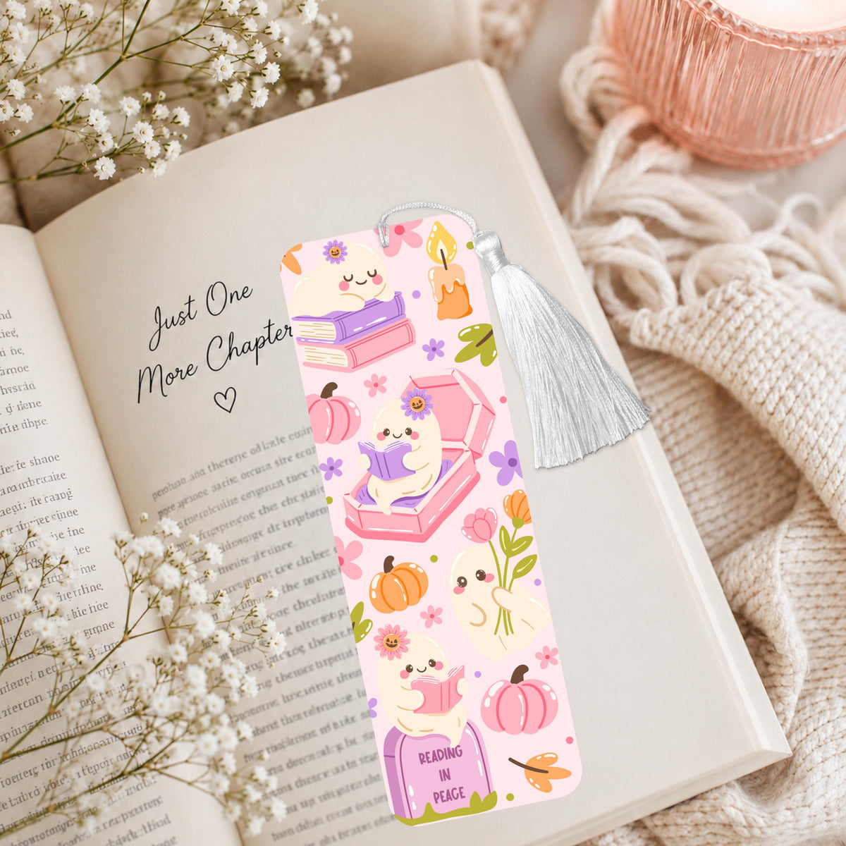 Pink Ghose Reading In Peace Aluminum Bookmark