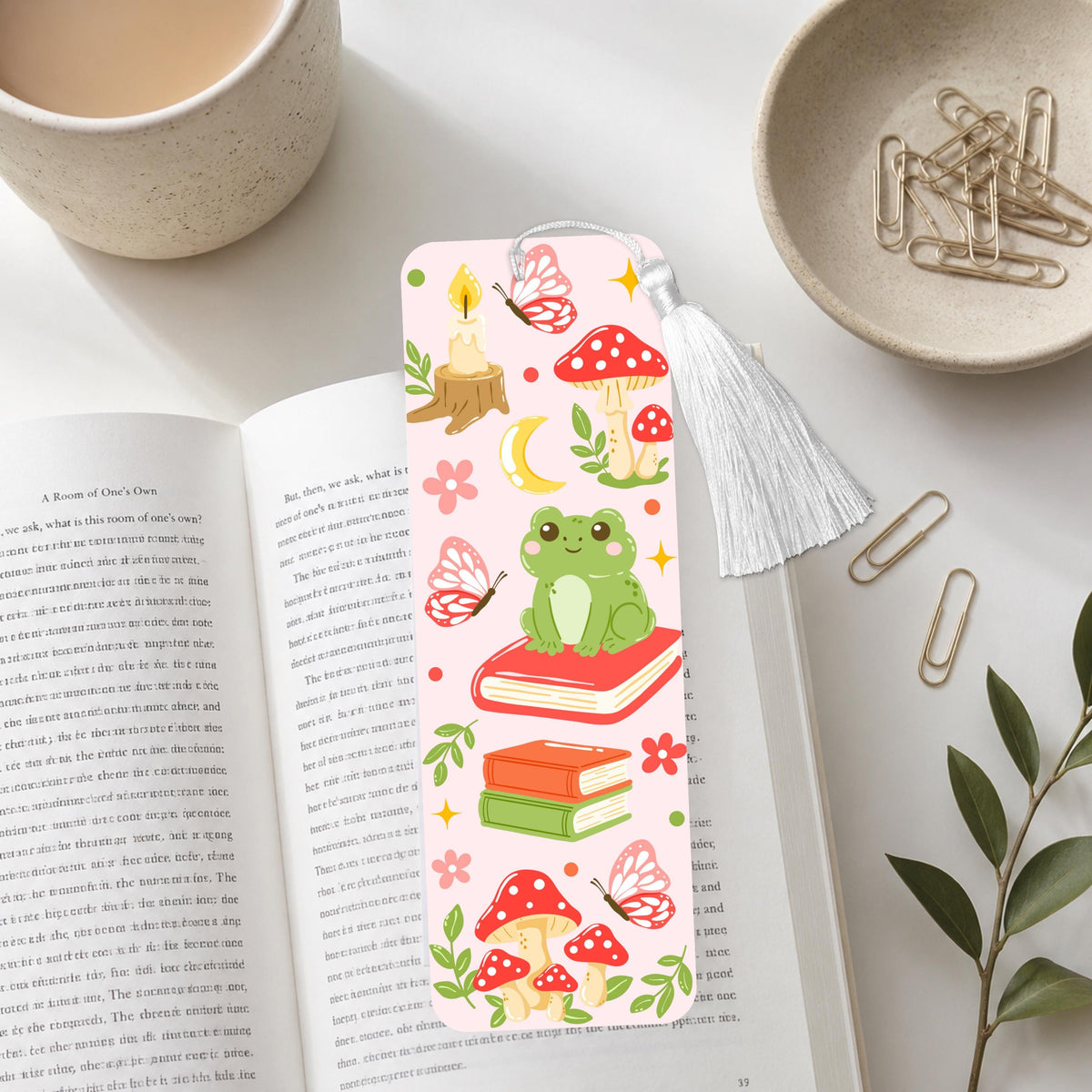 Whimsical Bookish Frog luminum Bookmark