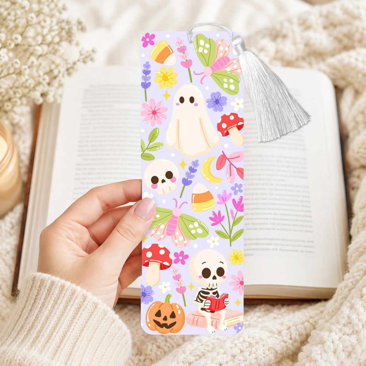 Pastel Spooky Garden Halloween Aluminum Bookmark