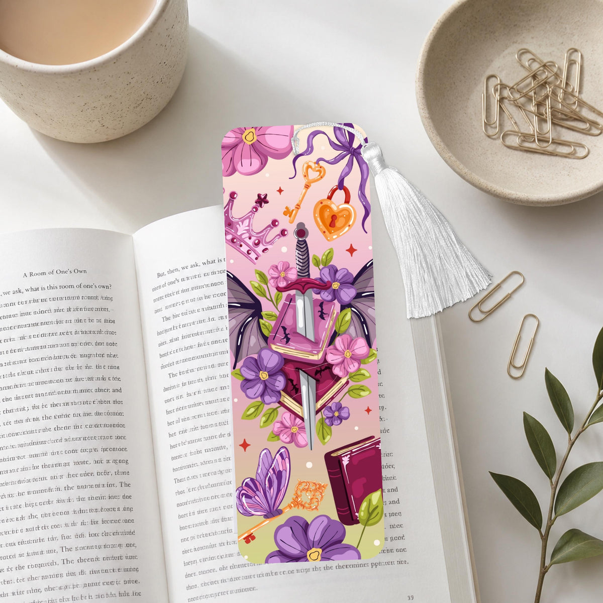 Violet Wing And Sword Aluminum Bookmark