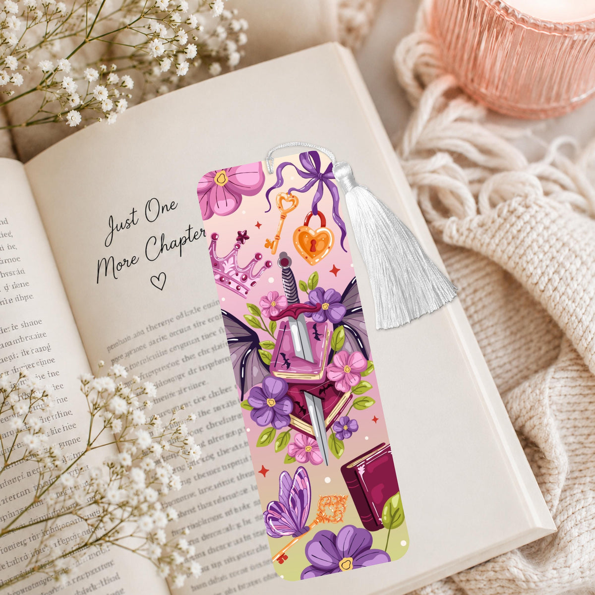 Violet Wing And Sword Aluminum Bookmark