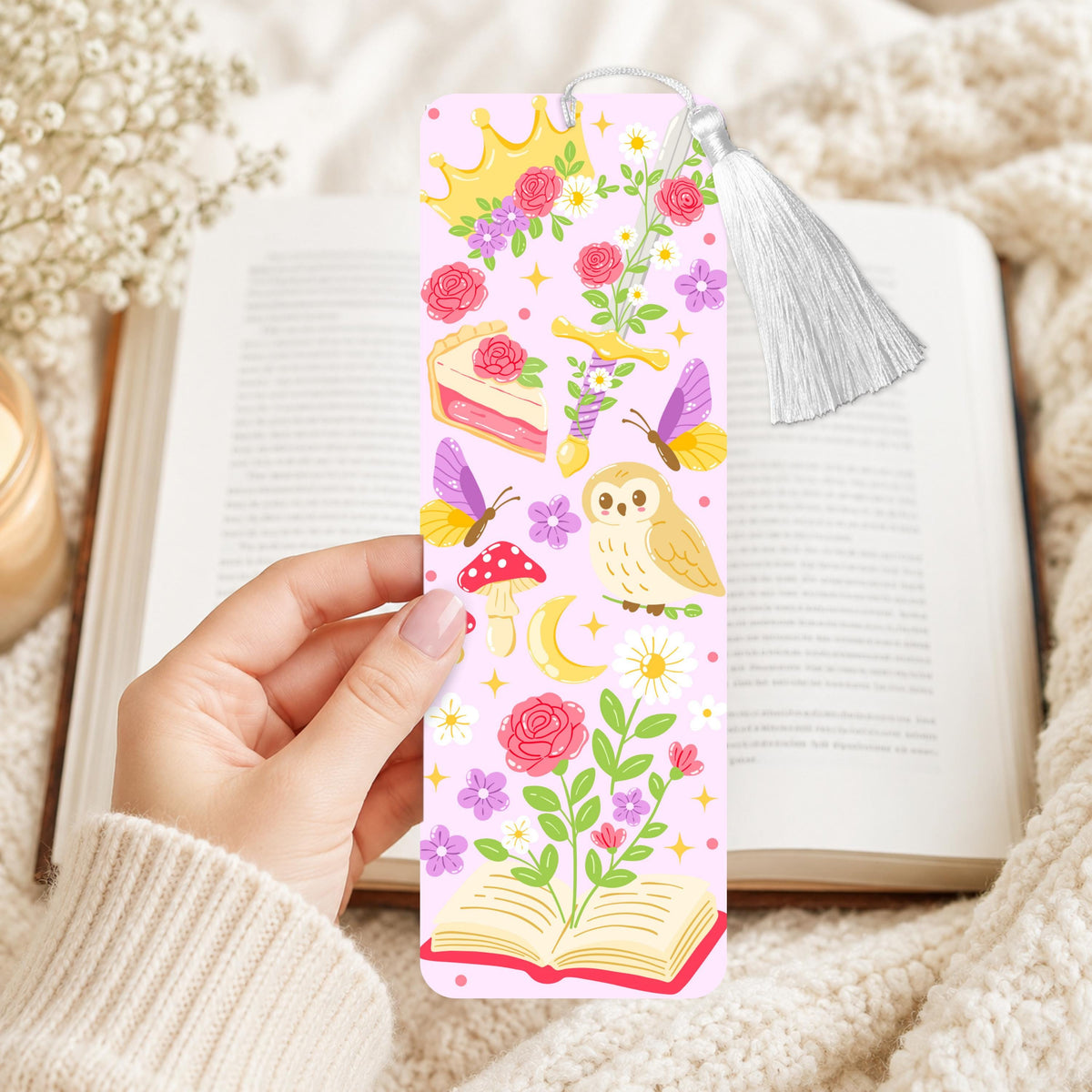Fantasy Book Lover Floral Aluminum Bookmark