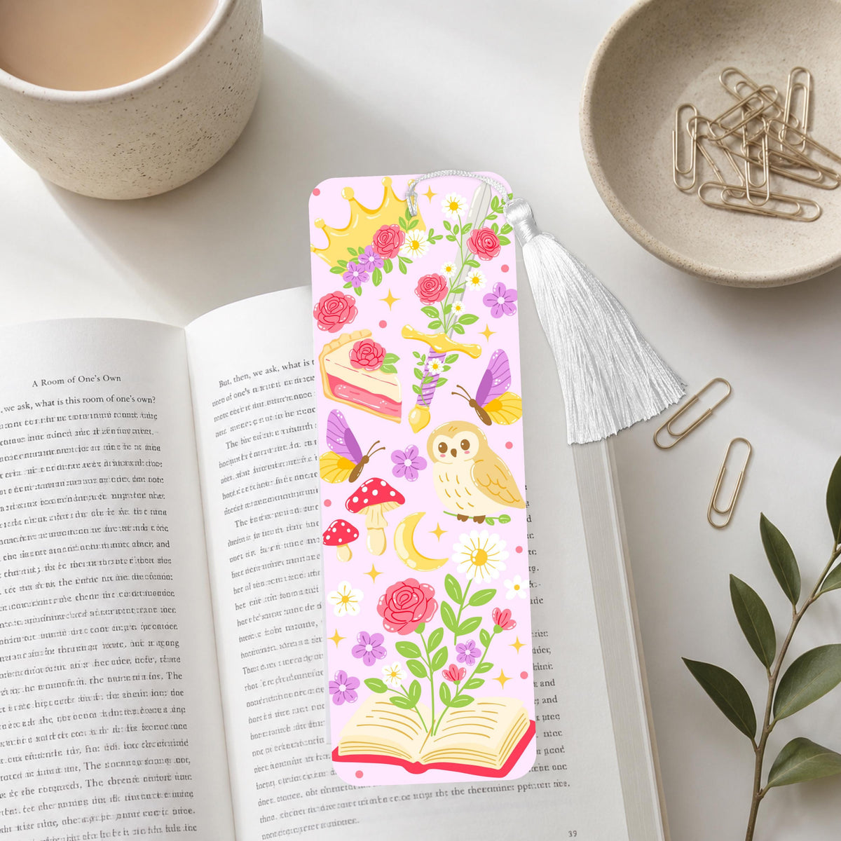 Fantasy Book Lover Floral Aluminum Bookmark