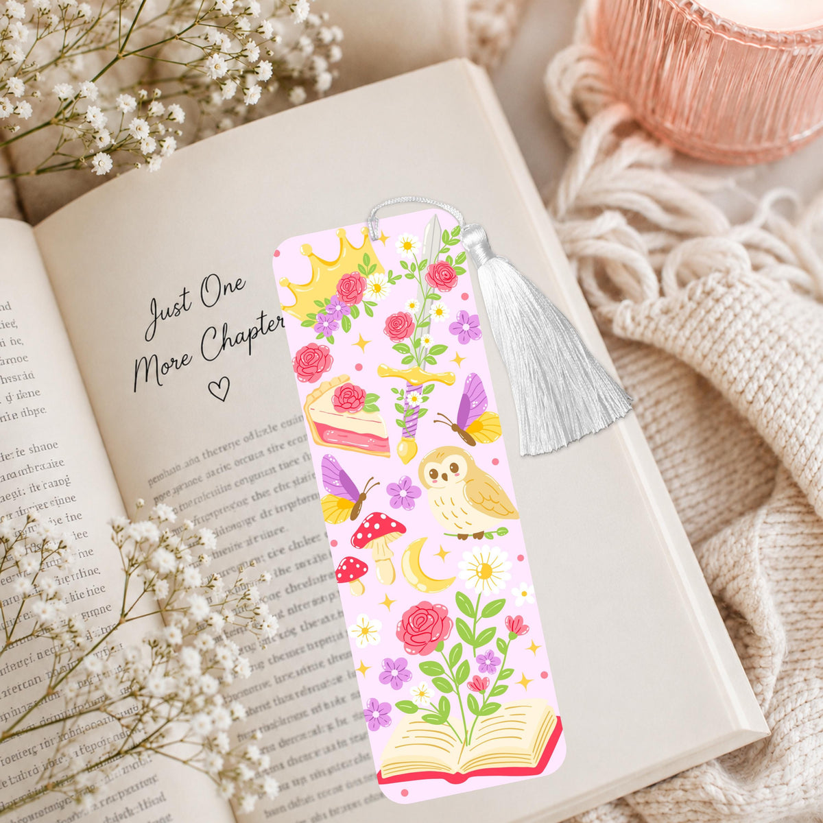 Fantasy Book Lover Floral Aluminum Bookmark