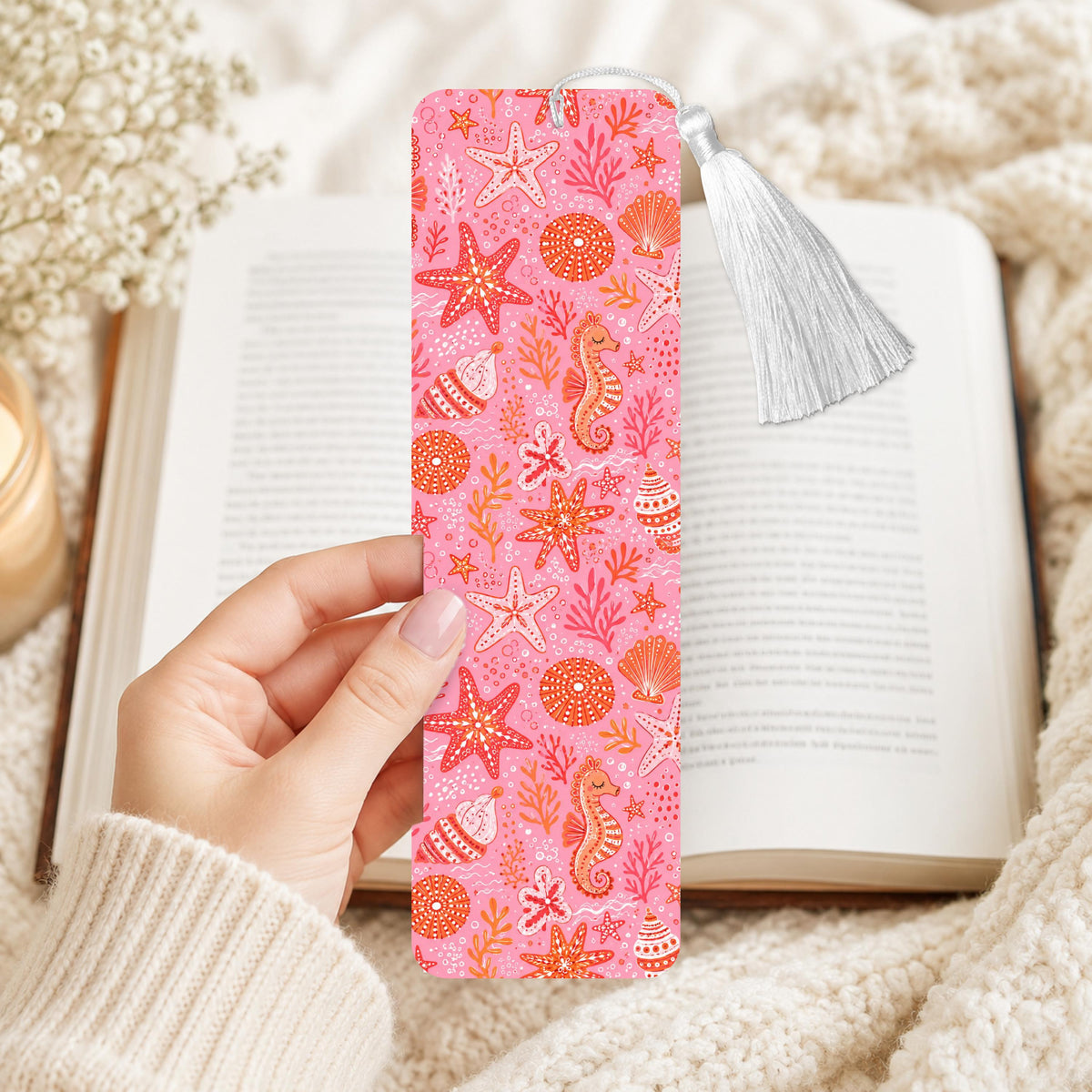 Pink Sea Life Aluminum Bookmark