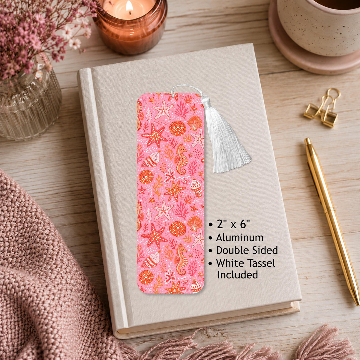 Pink Sea Life Aluminum Bookmark
