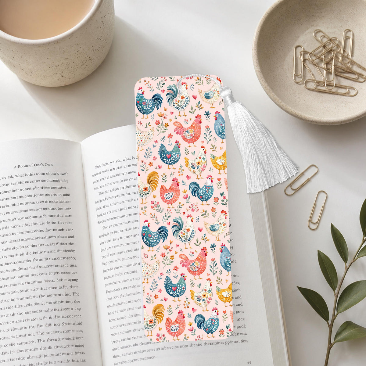 Country Chickens Aluminum Bookmark