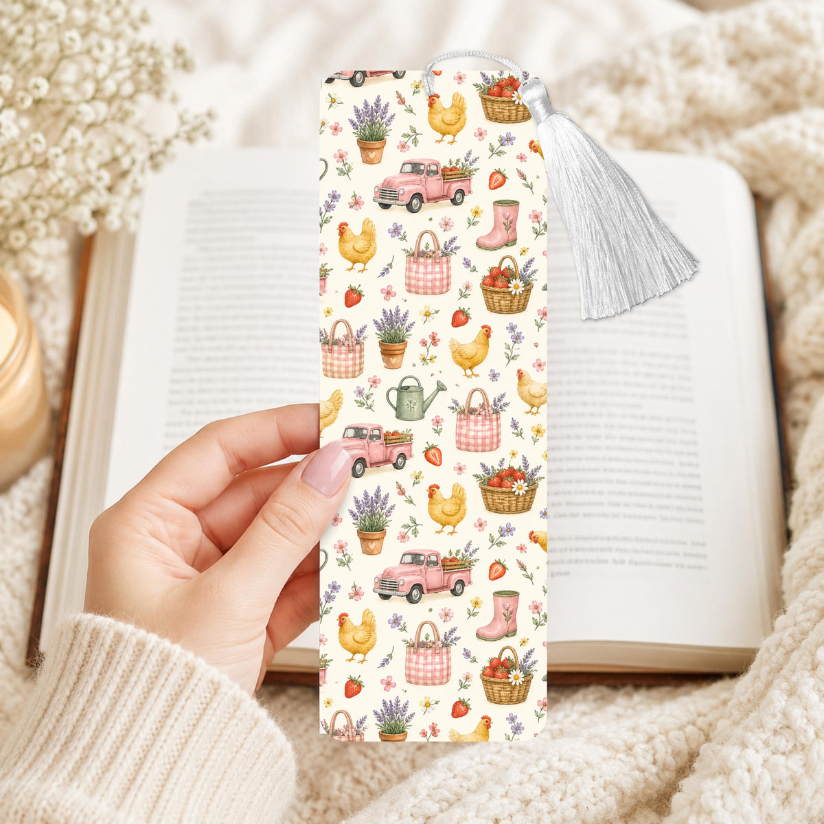 Pink Country Farm Aluminum Bookmark