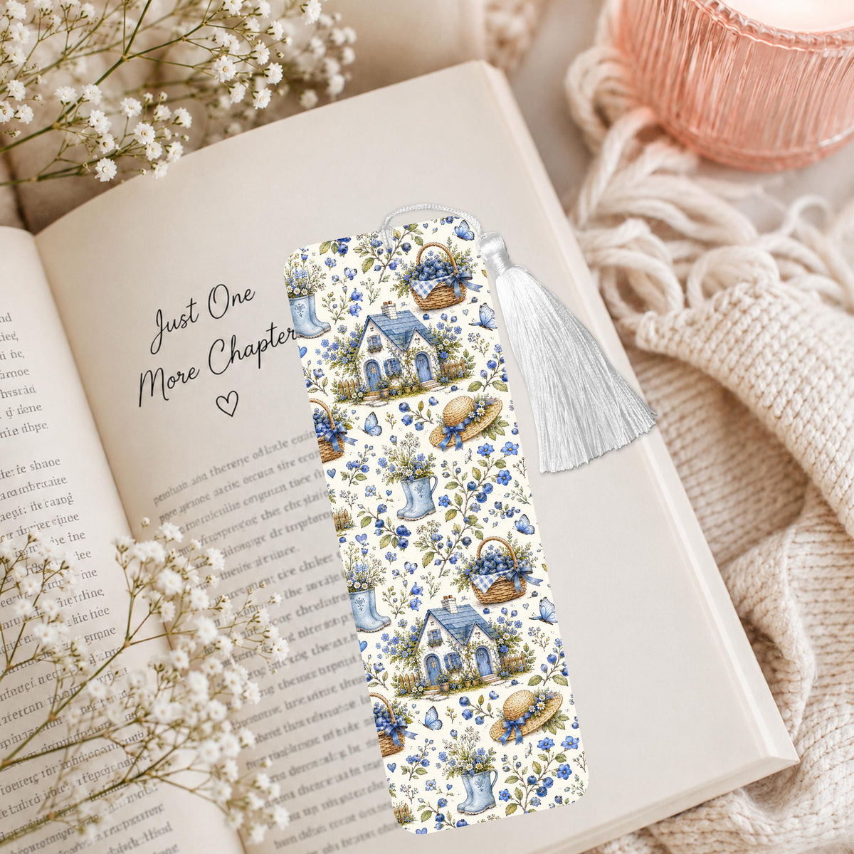 Blueberry Cottage Aluminum Bookmark