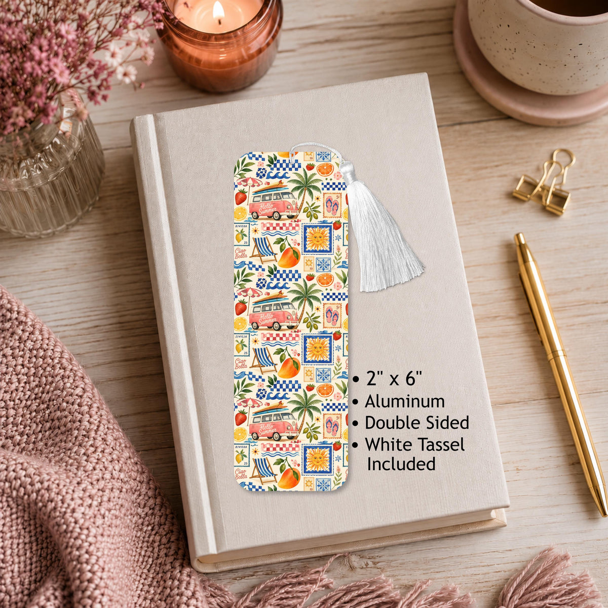 Summer Beach Theme Aluminum Bookmark