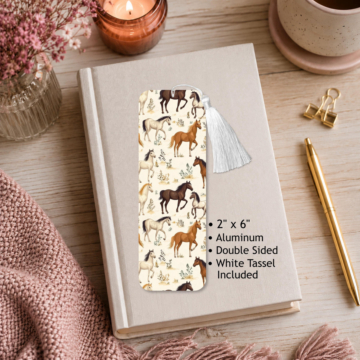 Western Horses Aluminum Bookmark