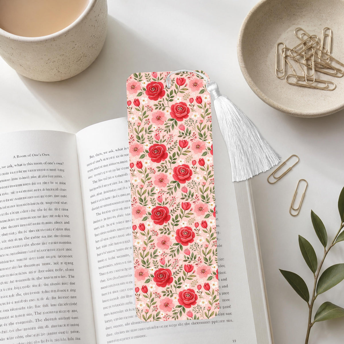Red And Pink Roses Aluminum Bookmark