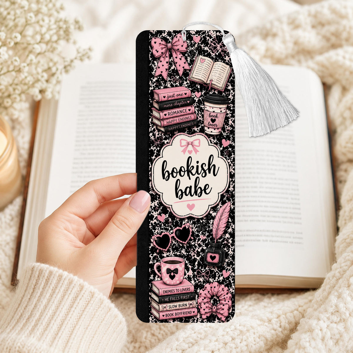 Bookish Babe Composition Aluminum Bookmark
