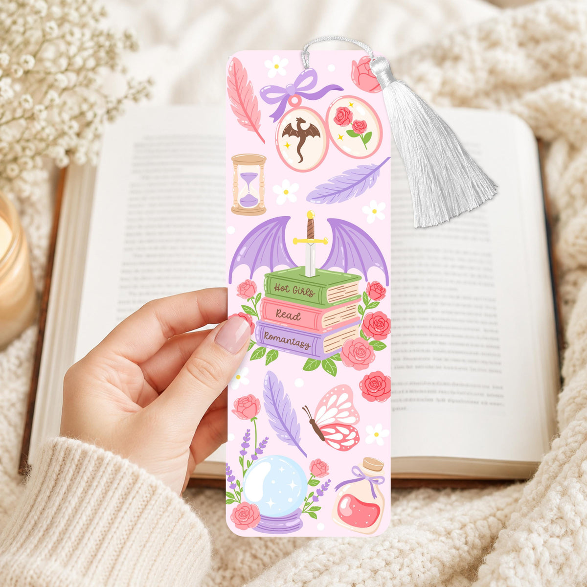 Purple Romantasy Book Lover Aluminum Bookmark