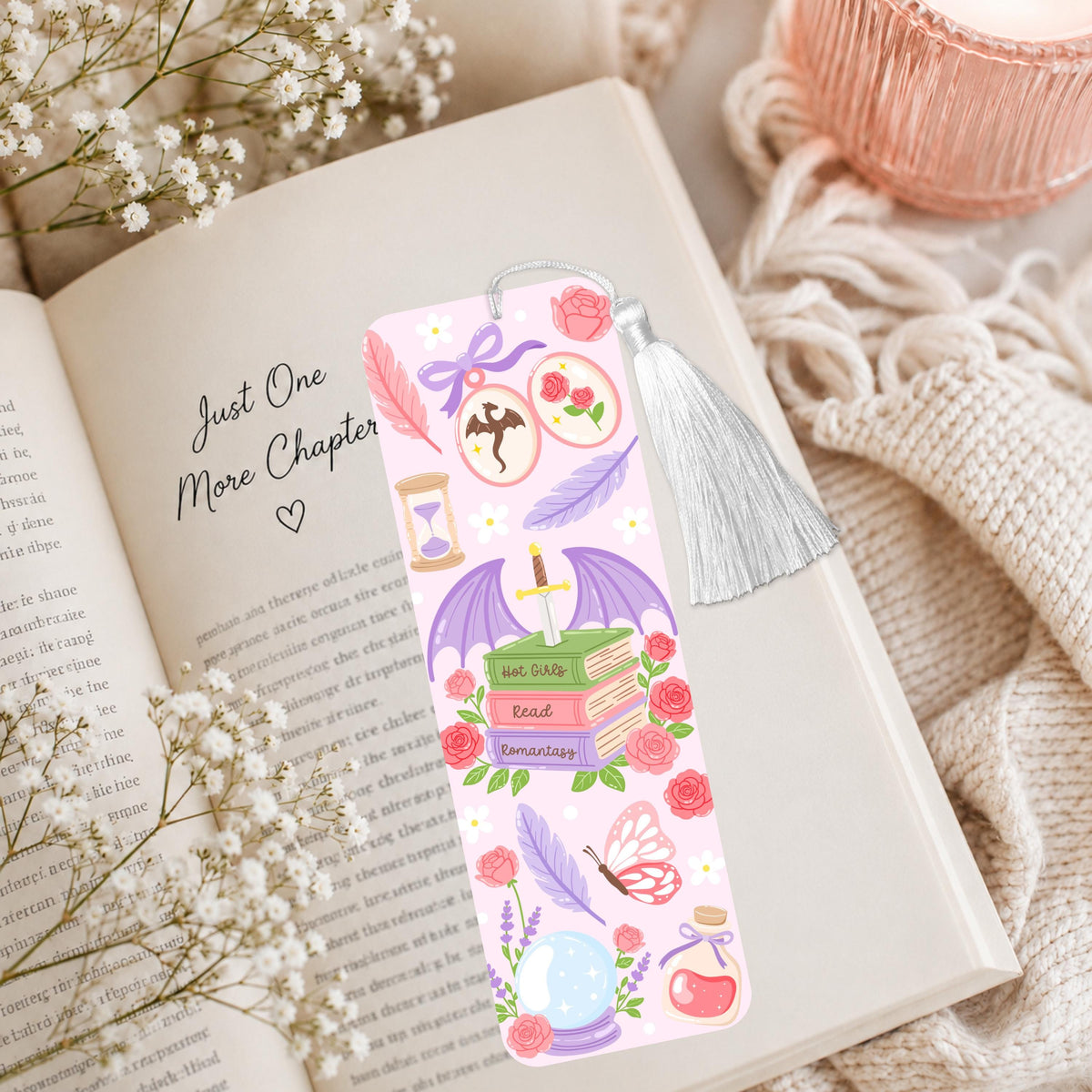 Purple Romantasy Book Lover Aluminum Bookmark