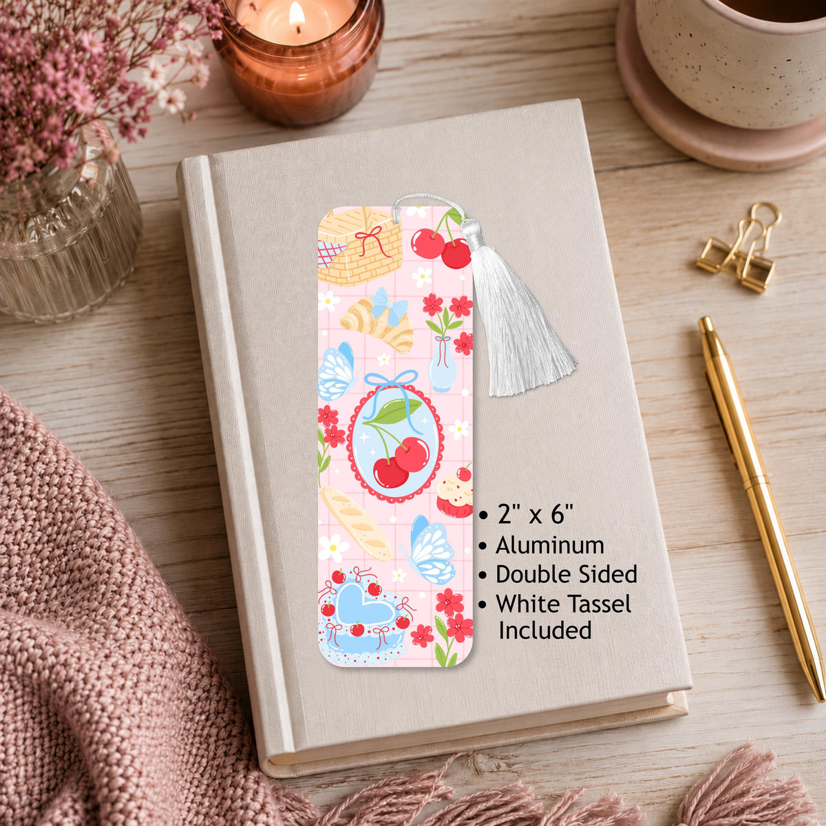 Coquette Cherry Aluminum Bookmark