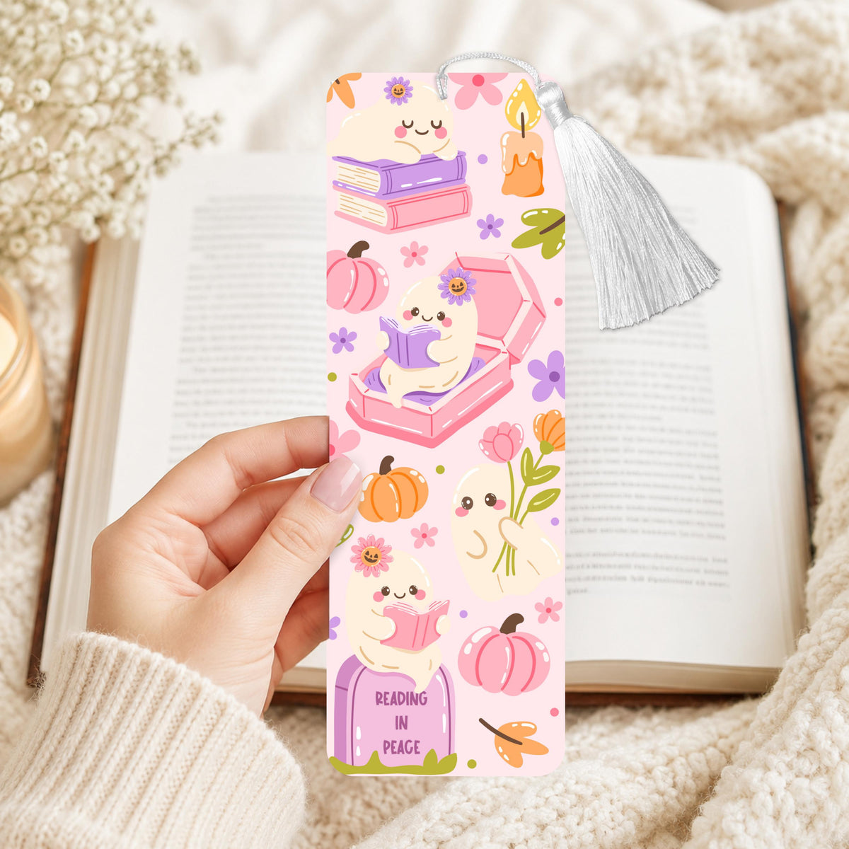 Pink Ghose Reading In Peace Aluminum Bookmark