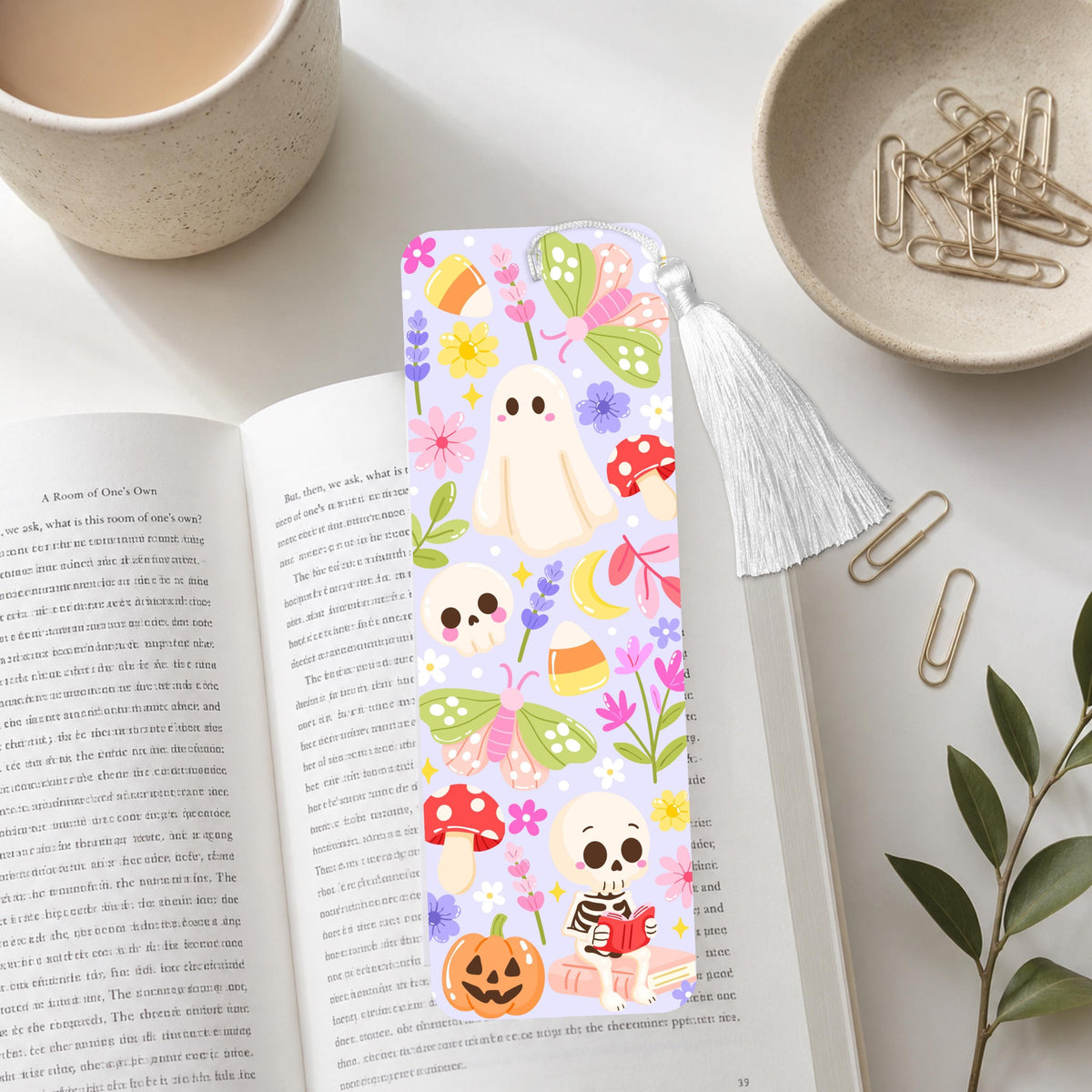 Pastel Spooky Garden Halloween Aluminum Bookmark